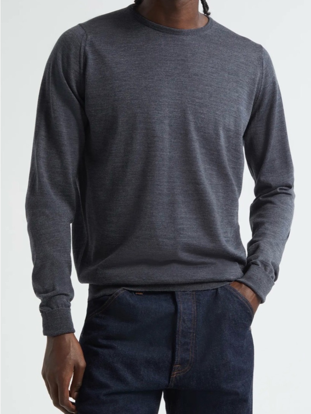 John Smedley Men's Crewneck Sweater - Charcoal